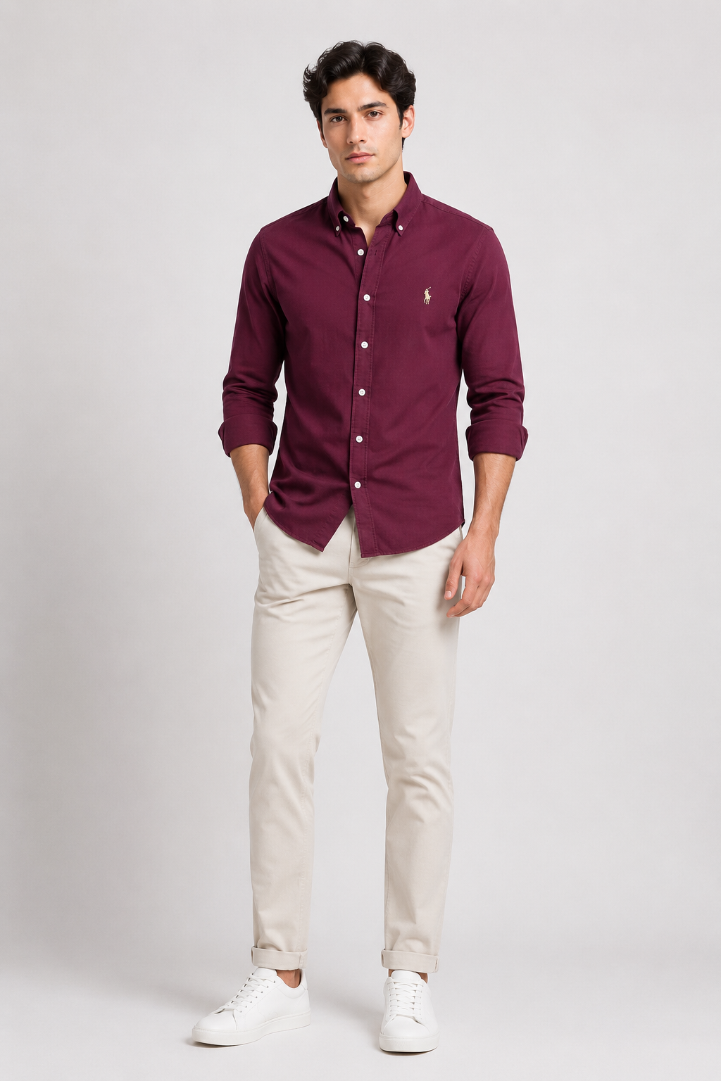 Wine Casual Full Sleeve Shirt for Men