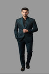 Premium Teal Embroidered Tuxedo Blazer for Men