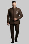 Premium Brown Bandhgala Jacket with Designer Brooch