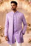 Men’s Lavender Embroidered Semi-Indo Western