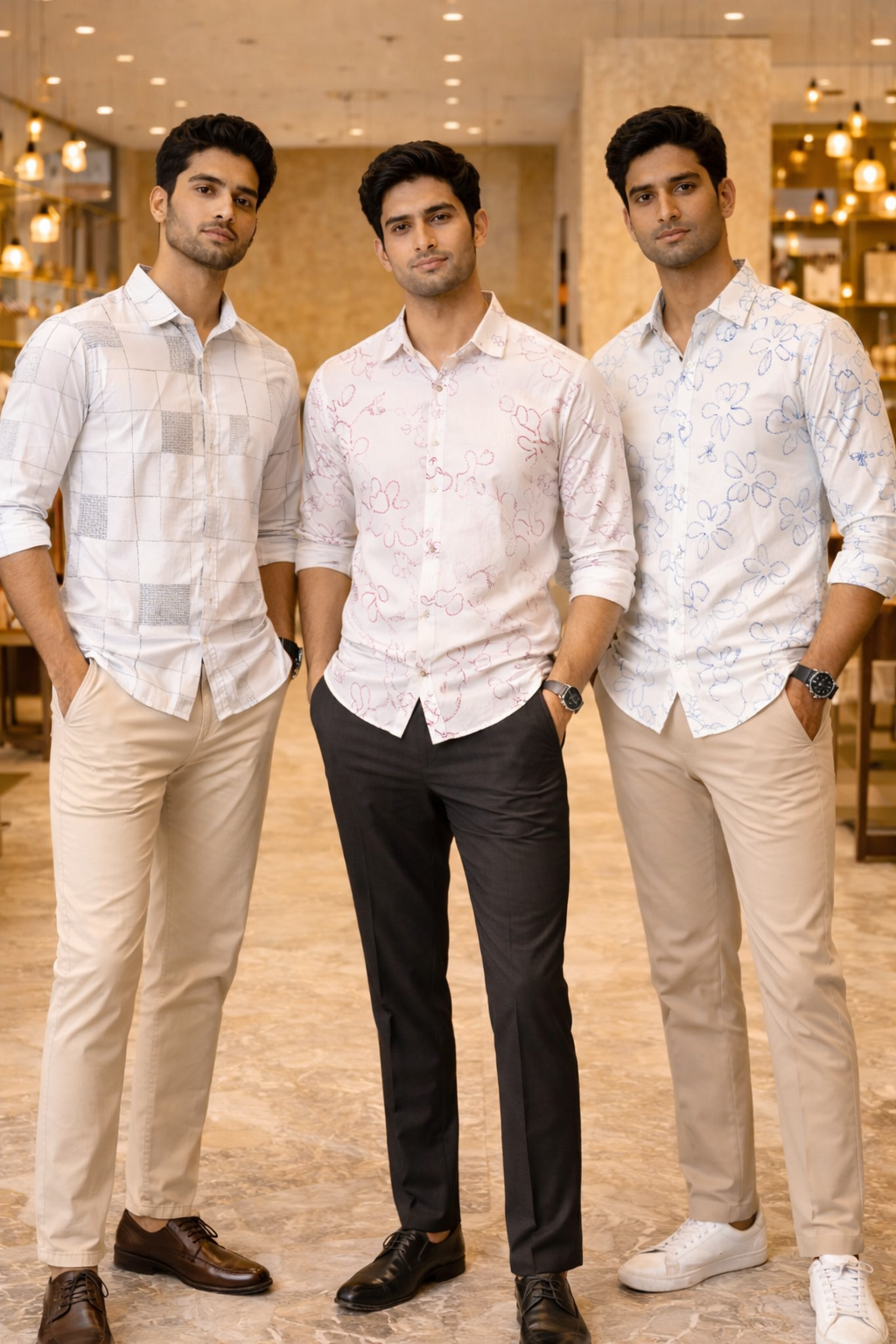 Premium White Printed Soft Cotton Party Wear Shirt for Men