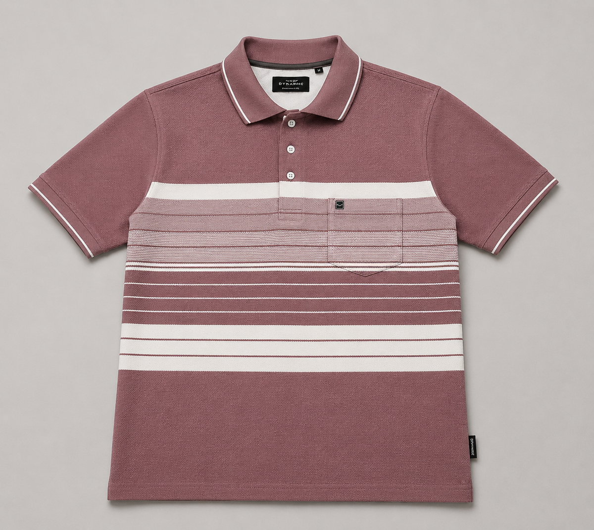 Men’s Mauve Textured Striped Polo T-Shirt