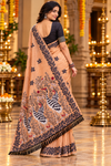 Title: light Peach Elegance with Artistic Bird Pallu