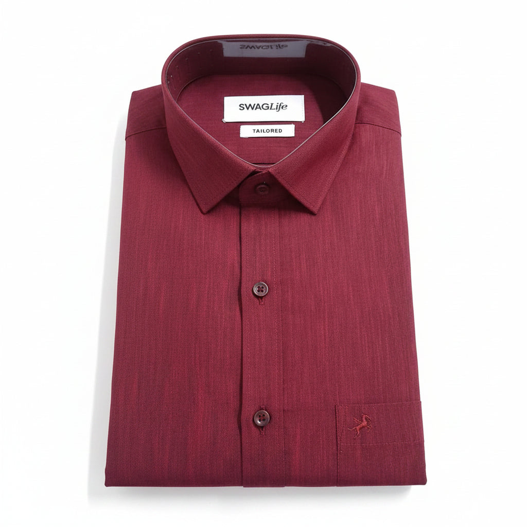 Men Orange Formal Textured Shirt