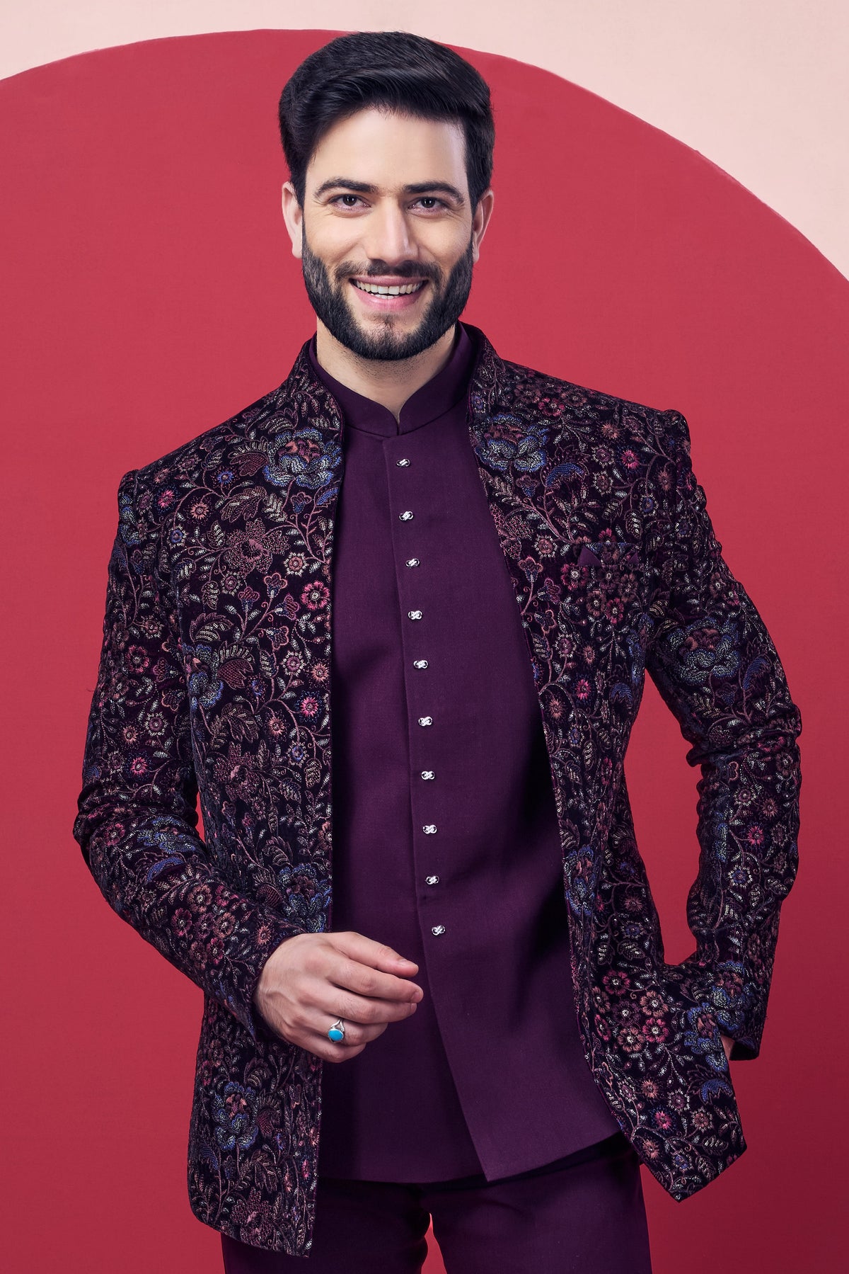 Elegant Maroon Jodhpuri Ensemble for Men