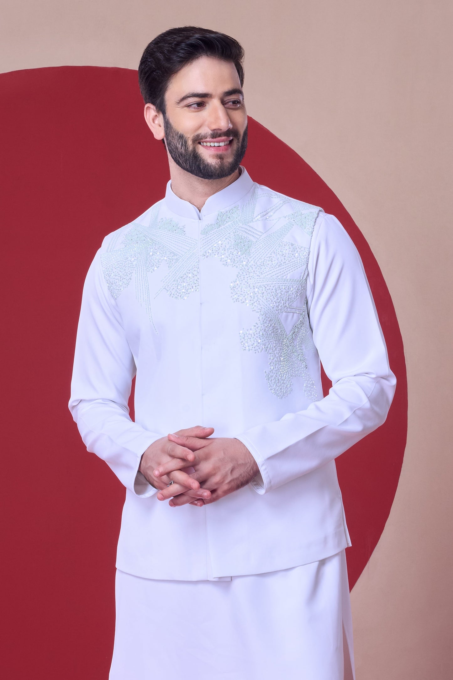 White Embroidered Indo-Western Kurta Set