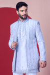 Ethnic Light Blue Hand-Embellished Bandhgala Set