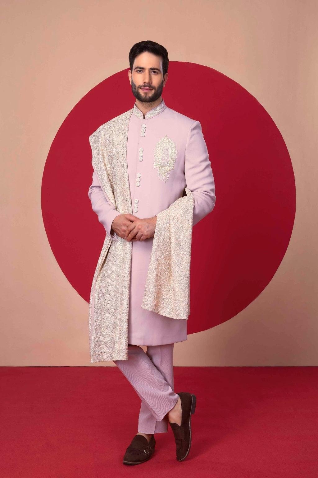 Elegant Hand Work Sherwani With Dupatta