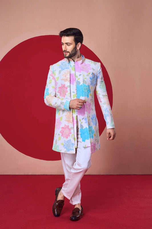 Pastel Floral Indo-Western Jodhpuri Set