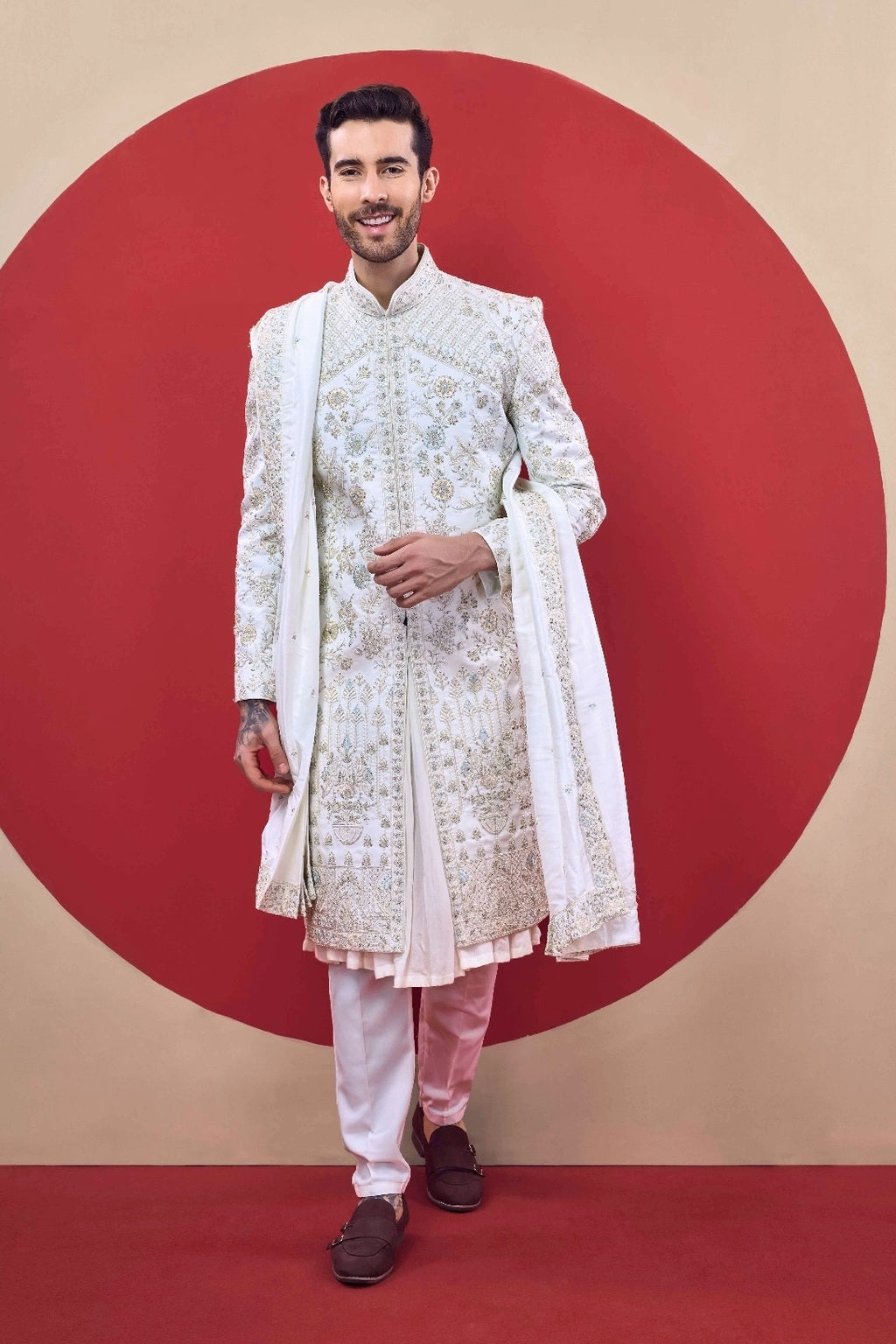 The Signature Collection - Royal White Embroidered Sherwani