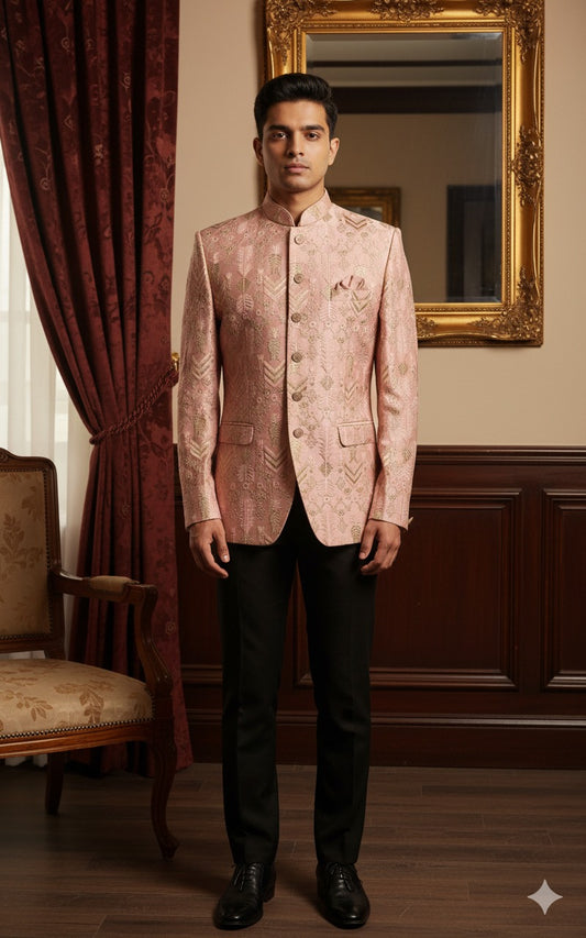 Blush Pink Embroidered Jodhpuri Suit