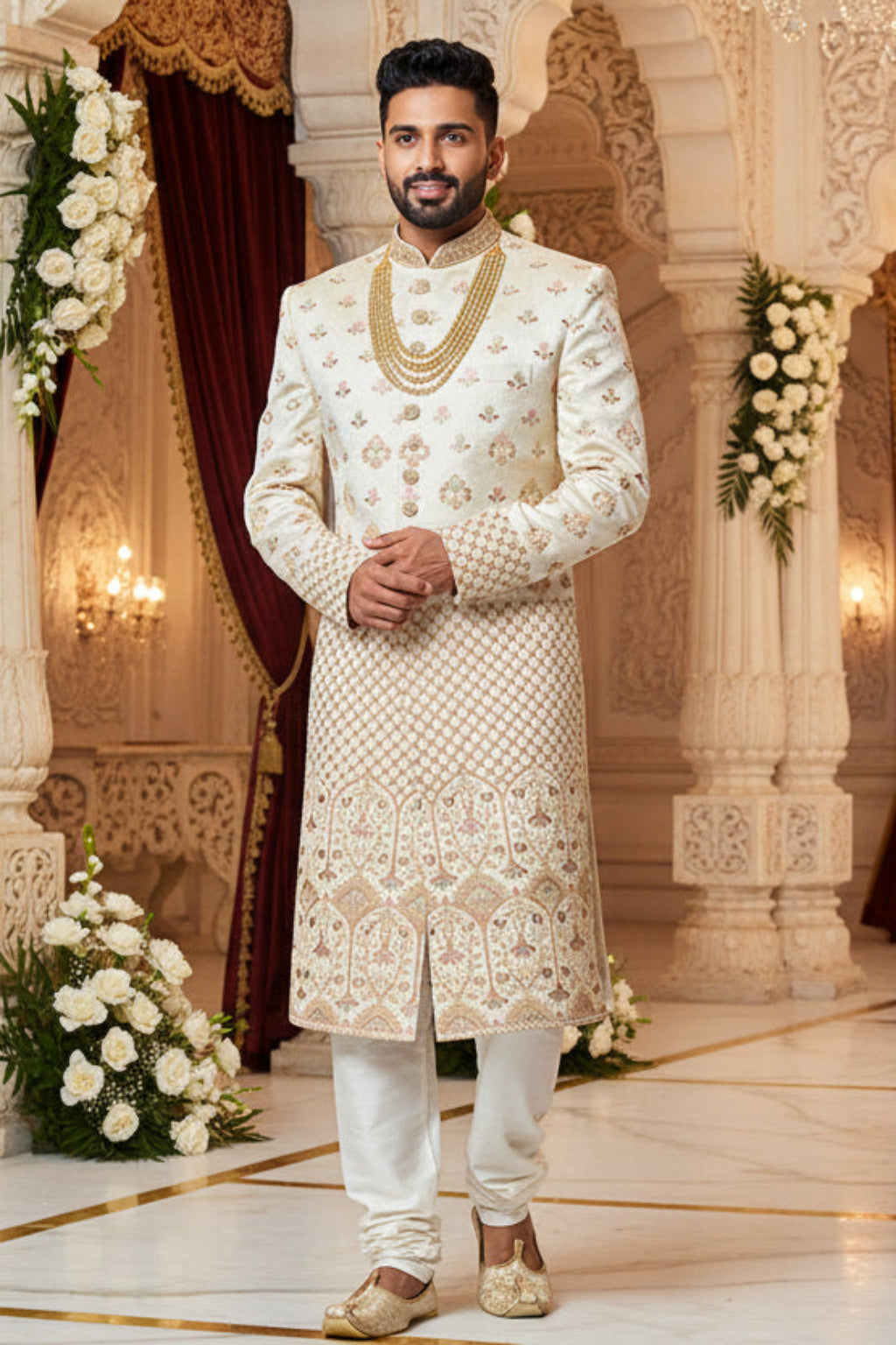Gold Royal Embroidered Sherwani