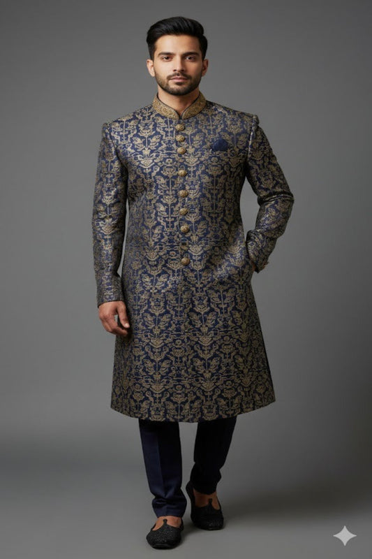 Royal Navy Blue Indo-Western for Groom