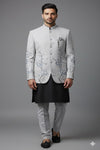 Premium Grey Floral Indo-Western for Groom