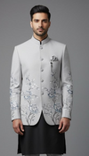Premium Grey Floral Indo-Western for Groom