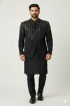 Premium Black Sequins Indo-Western for Groom