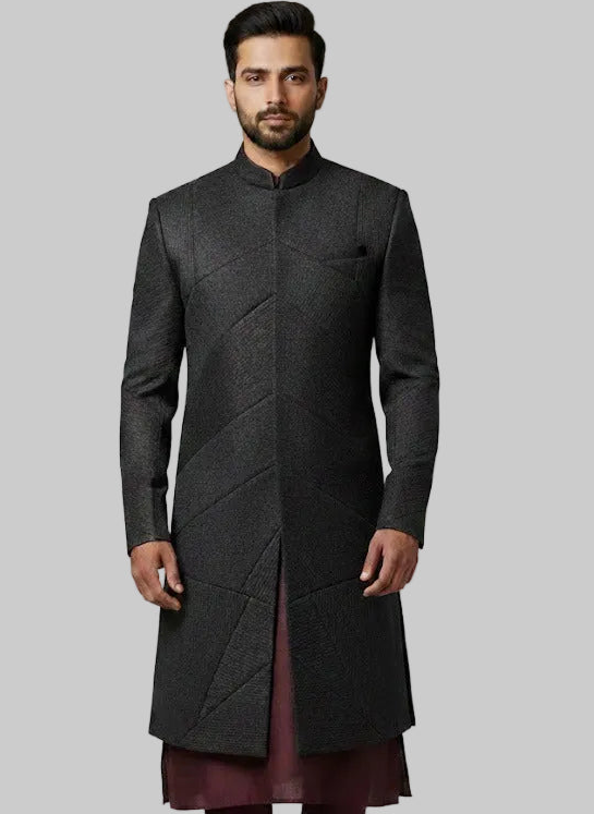 Modern Charcoal Textured Indo-Western for Men