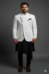 Premium White Asymmetric Indo-Western for Groom