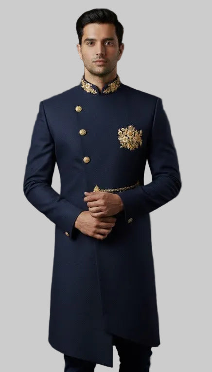 Royal Navy Blue Indo-Western for Groom