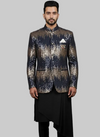 Premium Gold–Navy Sequin Indo-Western for Sangeet & Cocktail