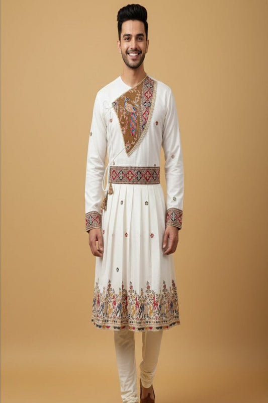 Ivory Embroidered Peshwai Set