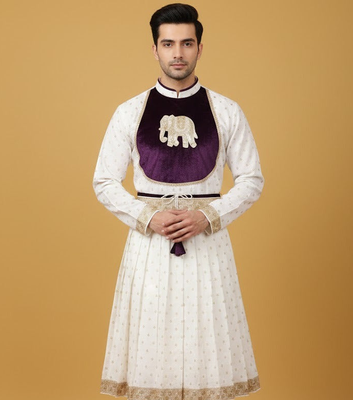 Elephant Motif Peshwai Outfit