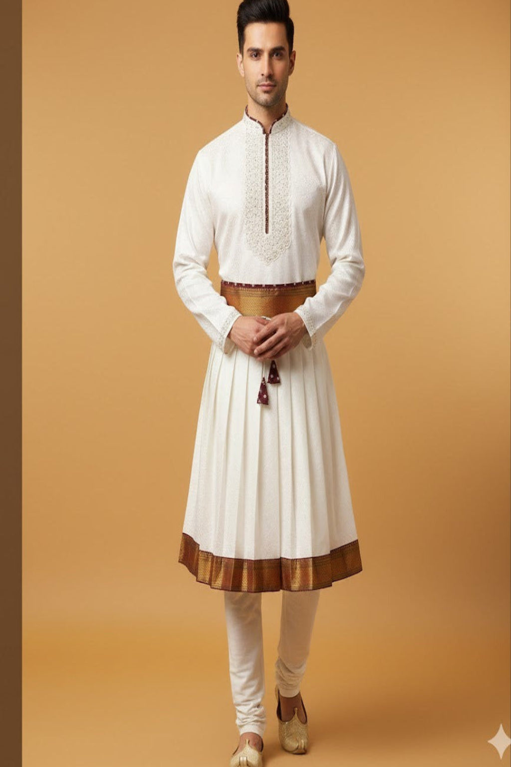 Golden Border Peshwai Outfit