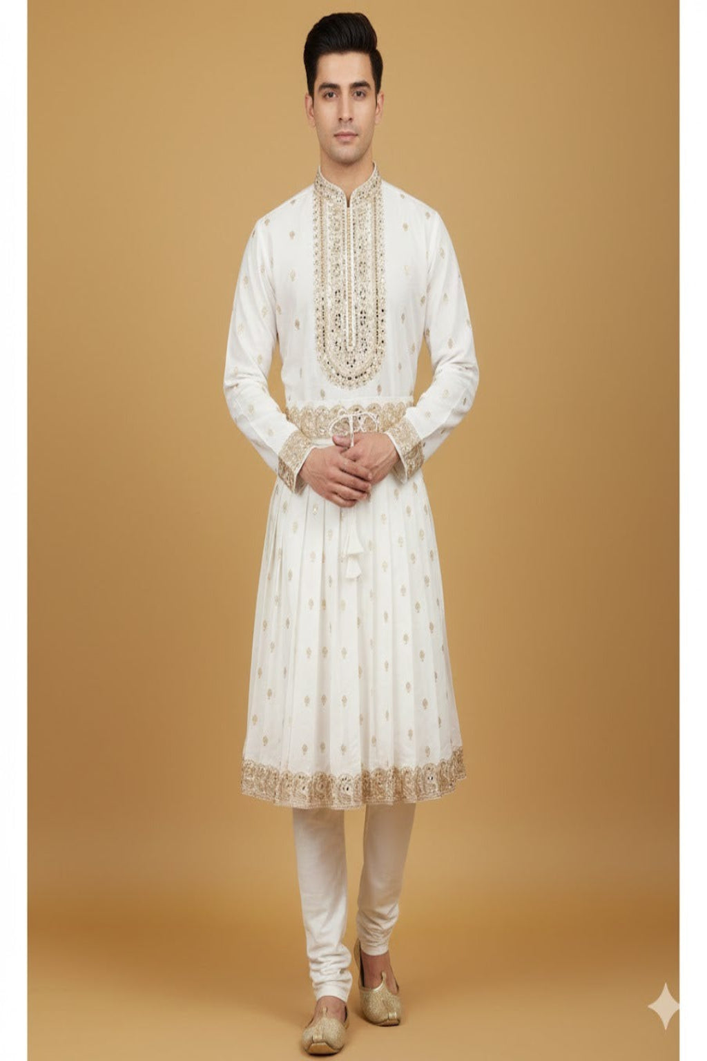 Golden Embroidered Peshwai Outfit
