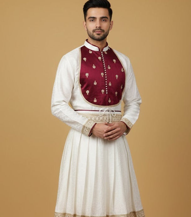 Maroon Yoke Peshwai Outfit