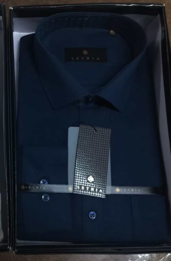 PUDHARI LINEN SHIRT NAVY BLUE