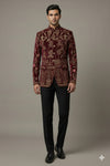 Regal Maroon Embroidered Jodhpuri Suit for Men