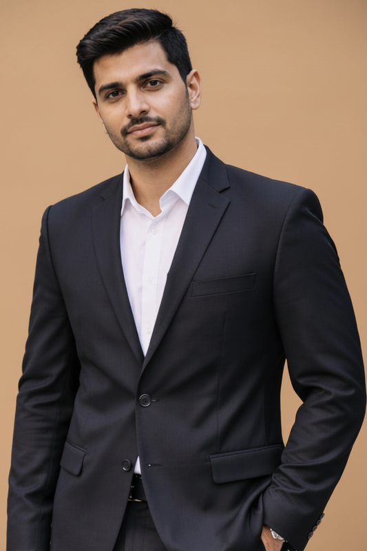 Charcoal Black Matty Fabric Men’s Premium Formal Blazer