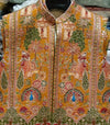 Men’s Mustard Yellow Multicolor Royal Scenic Embroidered Ethnic Jacket