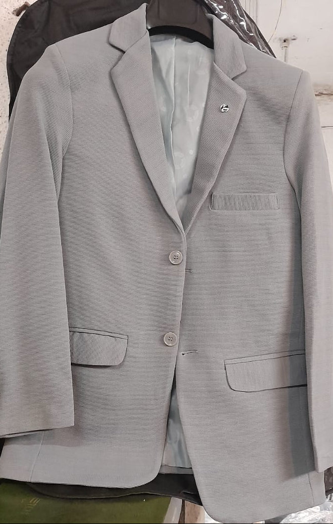 Men’s Light Grey Textured Casual Blazer
