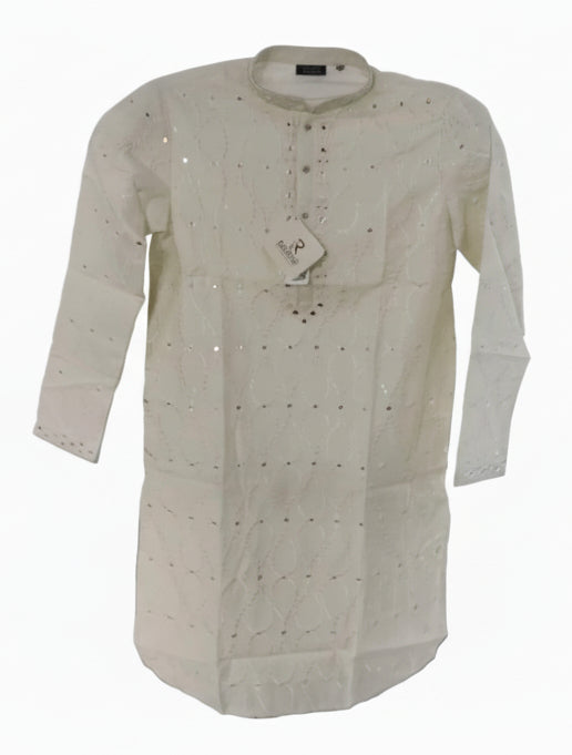 Elegant Off-White Embellished Straight Kurta Set Sequin Embroidered