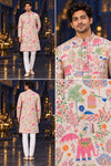 Pink Elephant Heritage Print Kurta Only