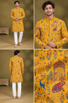 Mustard Heritage Story Print Kurta Only