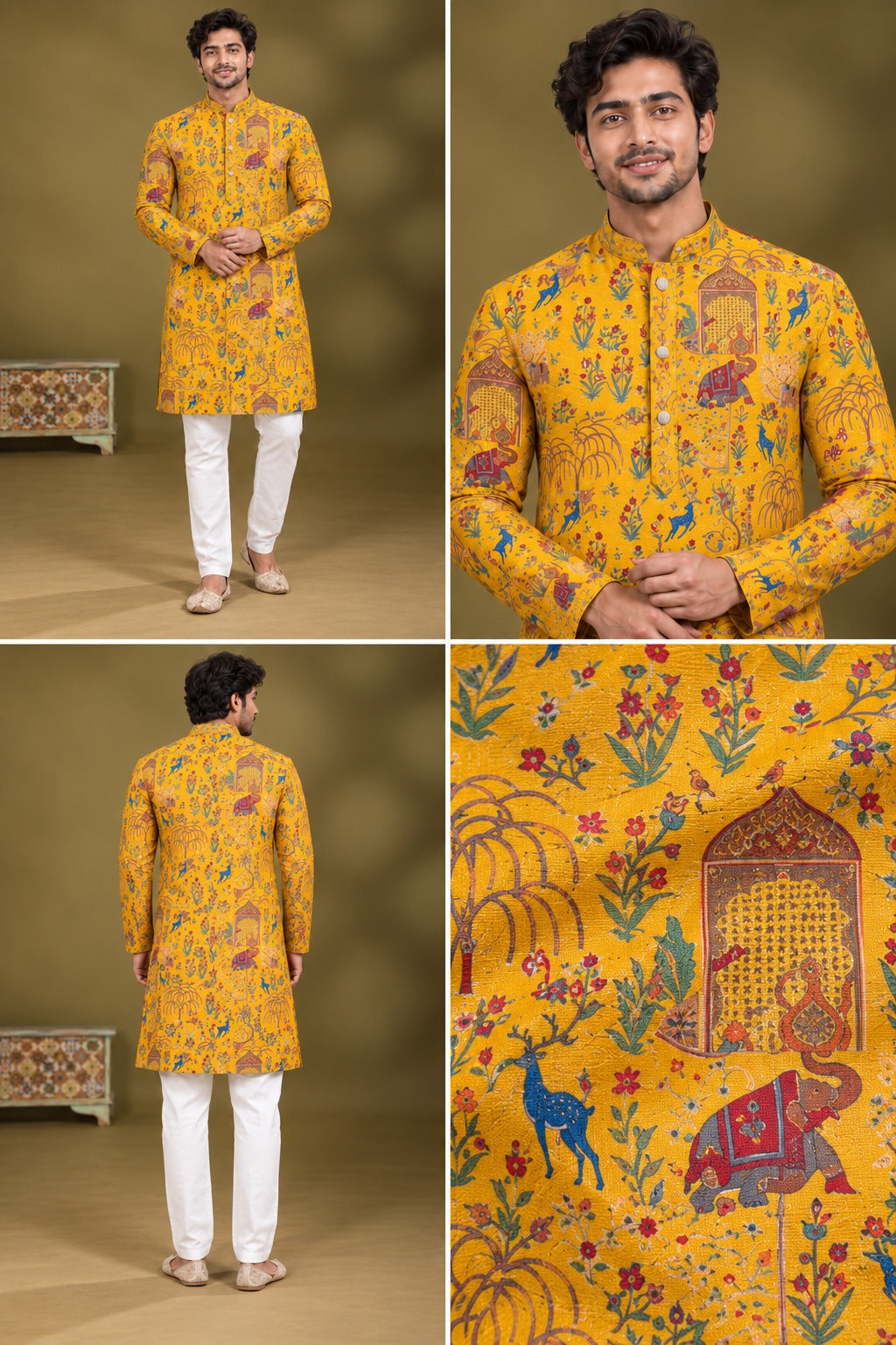 Mustard Heritage Story Print Kurta Only