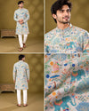 Ivory Elephant Garden Print Kurta Only