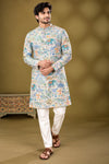 Ivory Elephant Garden Print Kurta Only
