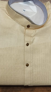Men Ivory Cream Jute Fabric Kurta