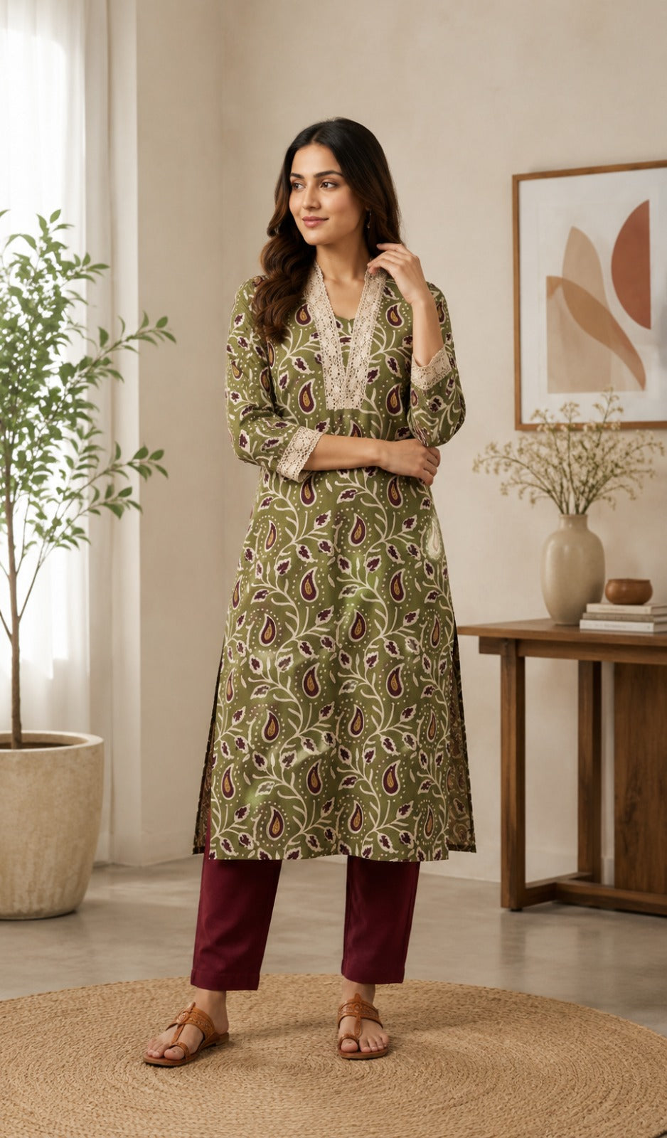 Women Floral Printed Straight Kurti