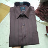Classic Wine Brown Striped Formal Shirt for Men