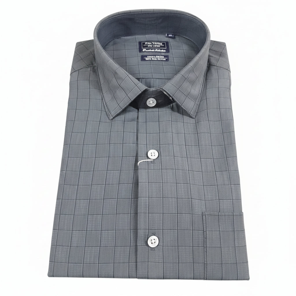 Men’s Slate Grey Checked Formal Shirt