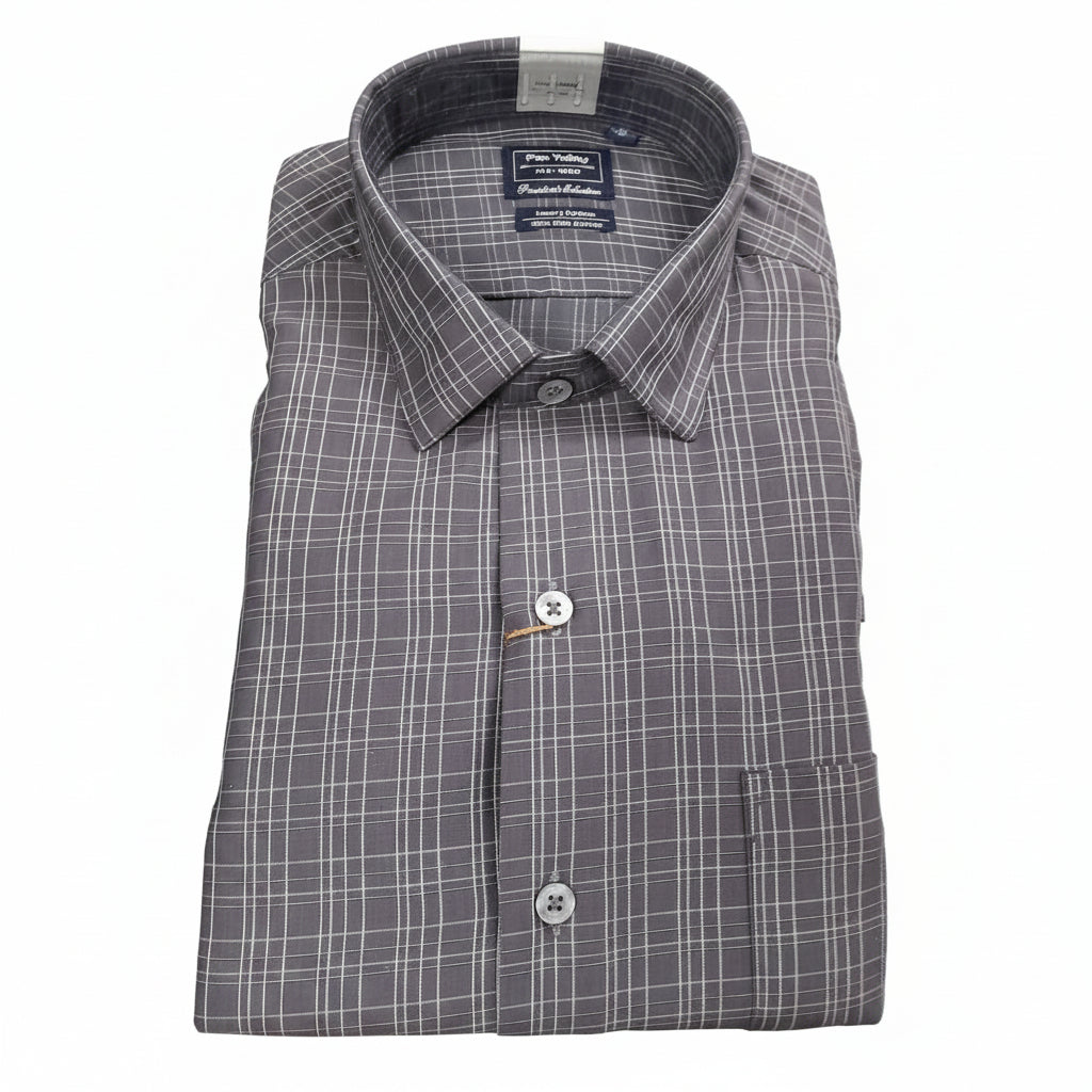 Men’s Charcoal Grey Checked Formal Shirt
