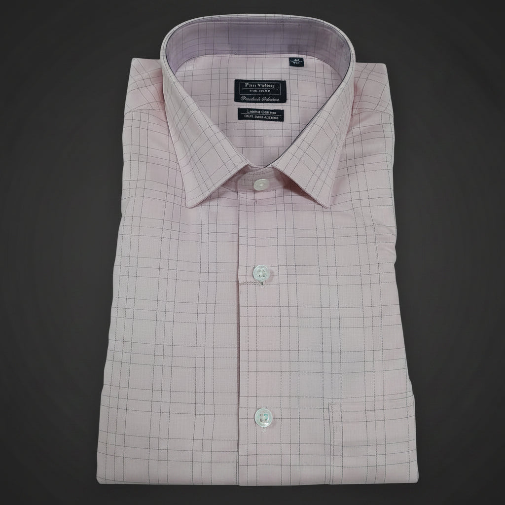 Men’s Light Pink Checks Premium Formal Shirt