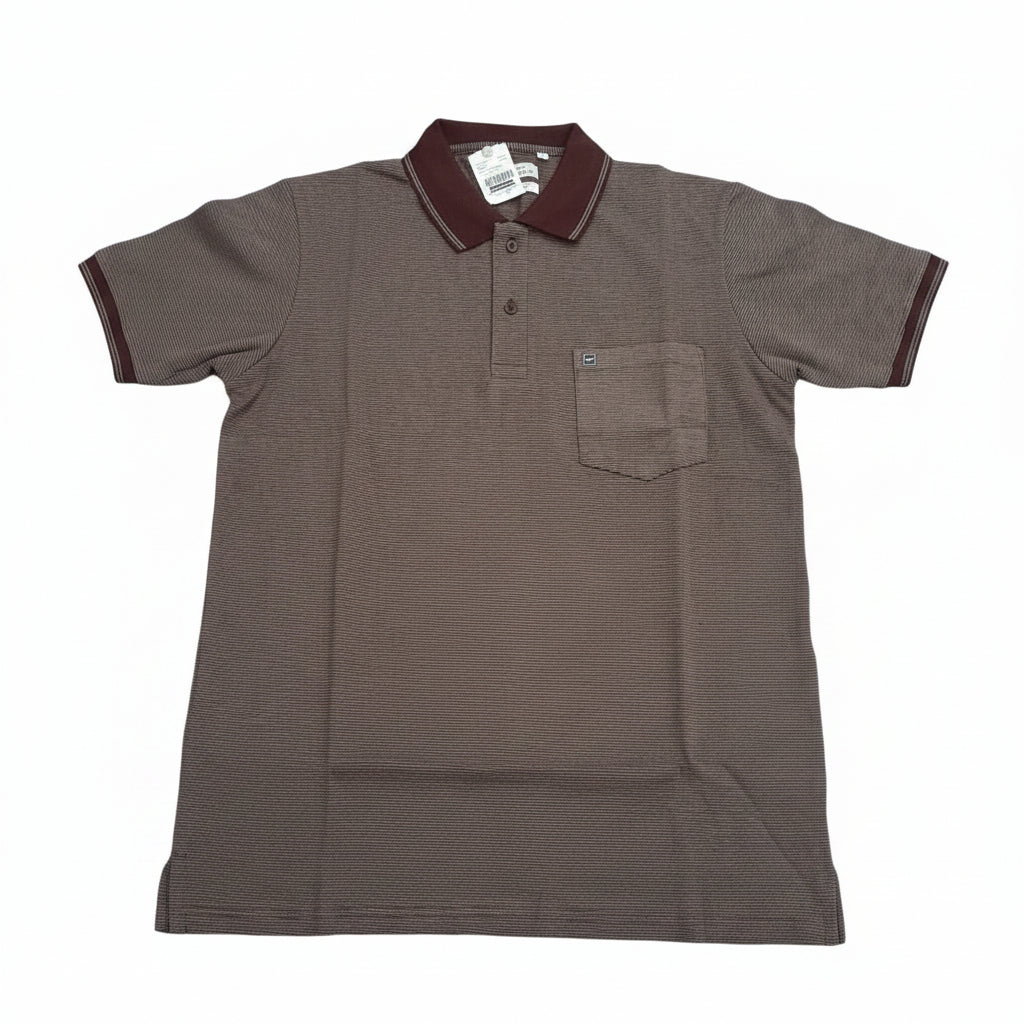 Men’s Coffee Brown Striped Polo T-Shirt