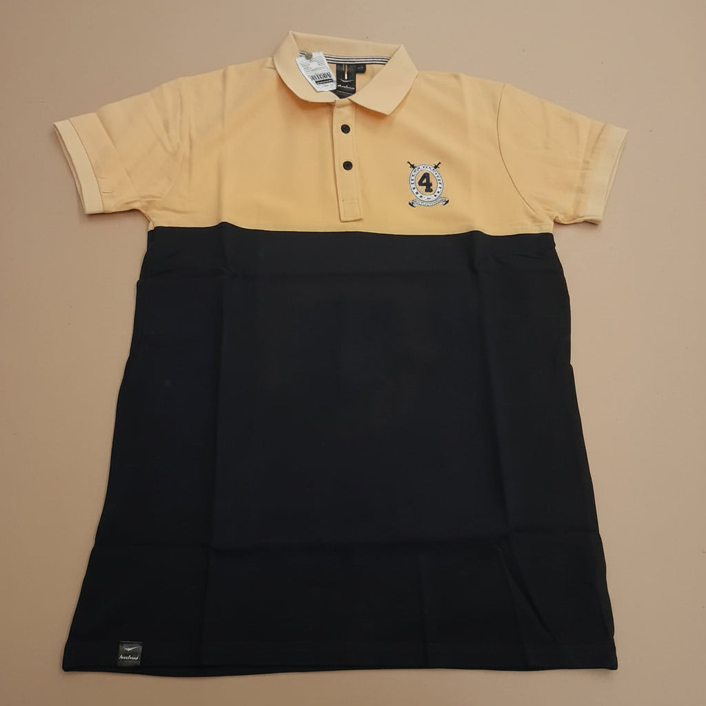 Men’s Beige & Black Colorblock Polo T-Shirt