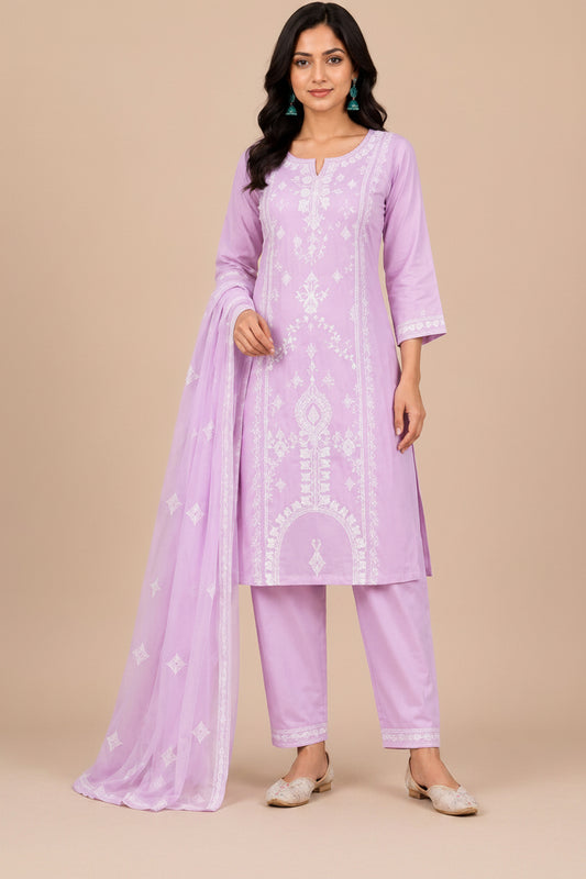 Women Embroidered Kurta Pant Dupatta Set