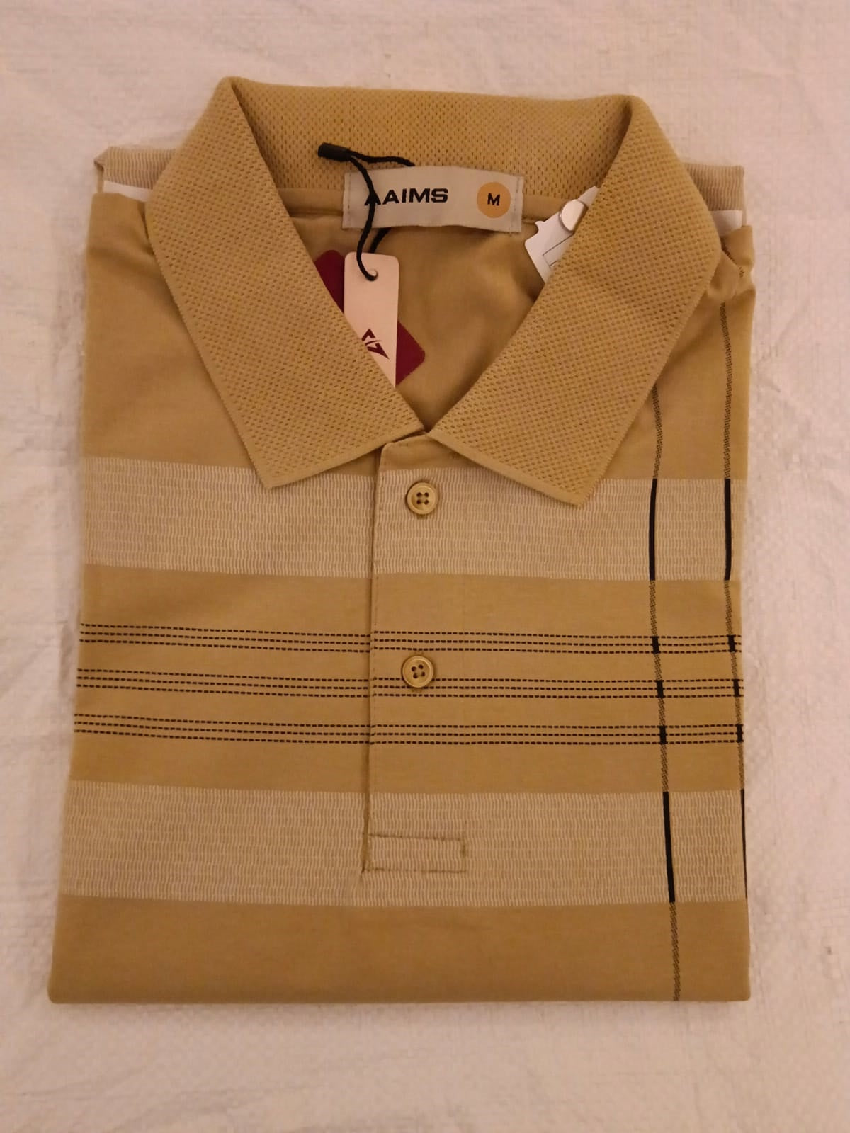 Men's Mustard Gold Striped Polo T-Shirt